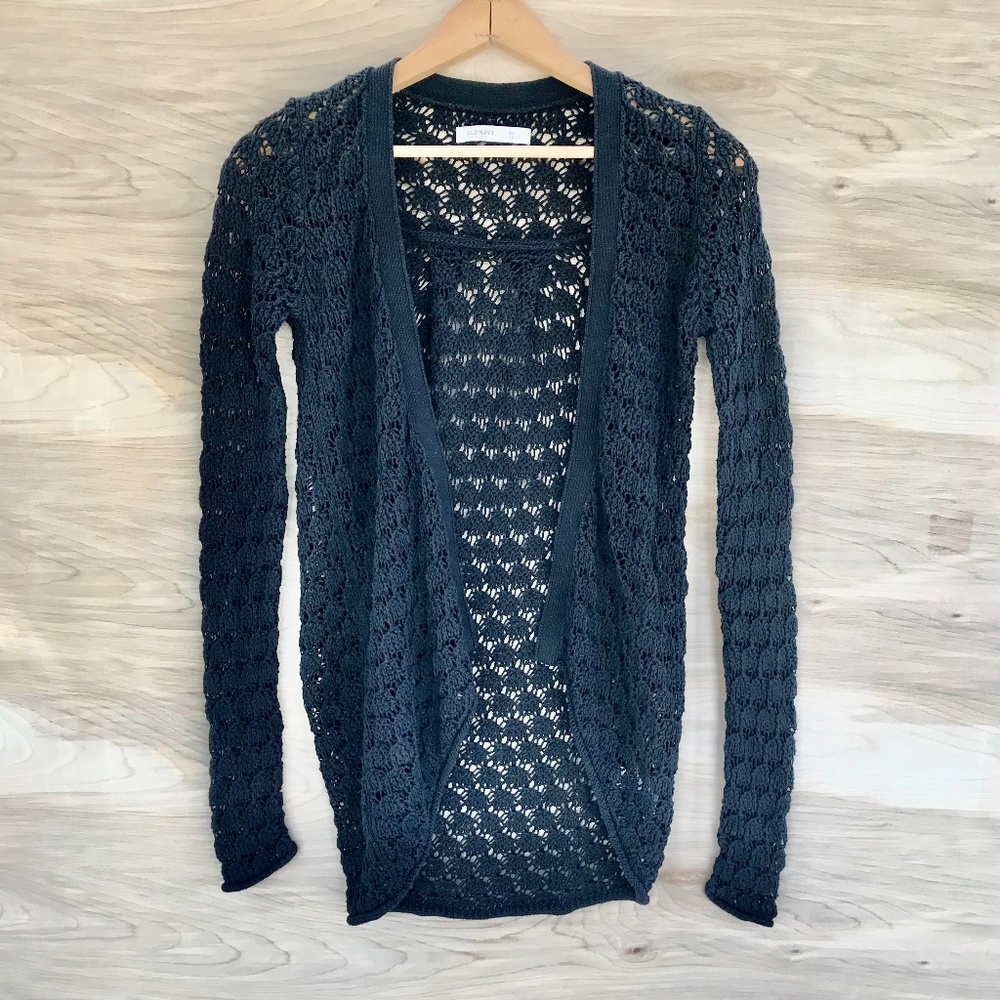 Old Navy Black Crocheted Cardigan